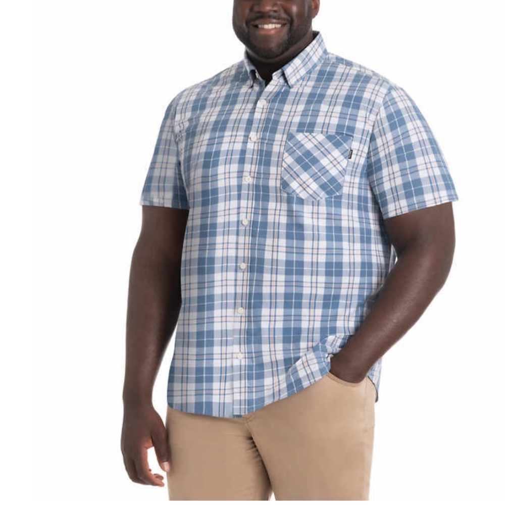 Hurley Men's Blue/White Plaid Woven Short Sleeve Shirt